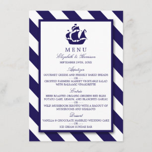 Barres nautiques et Mariage bleu marine menu navir