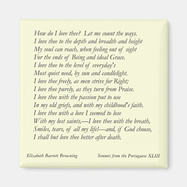 Barrett Browning - Sonnets aus Portugal #43 Magnet (Vorne)