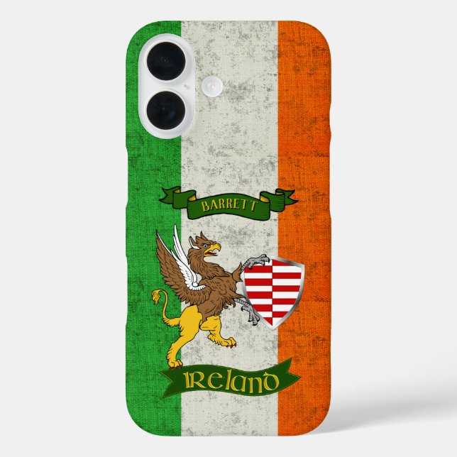 Barrett Irish Shield & Griffin Personalisiert iPhone 16 Hülle (Rückseite)