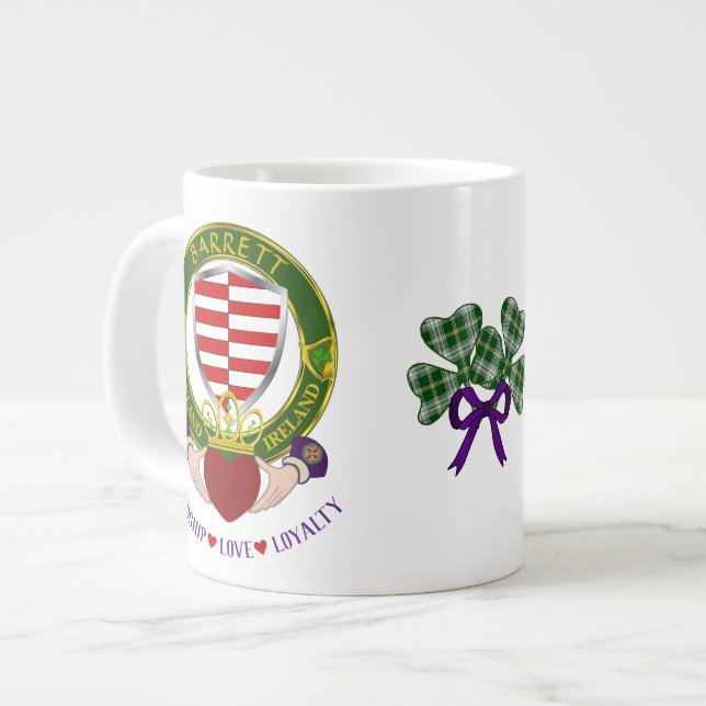 Barrett Irish Shield w/Claddagh Personalisiert Jumbo-Tasse (Vorderseite Links)
