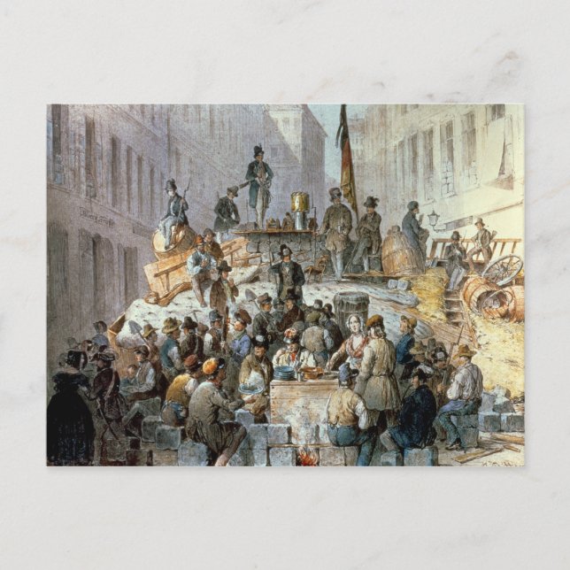 Barricades in Marzstrasse, Wien, 1848 Postkarte (Vorderseite)