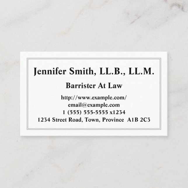Barrister Personnalisable chez Law Carte de visite (Devant)