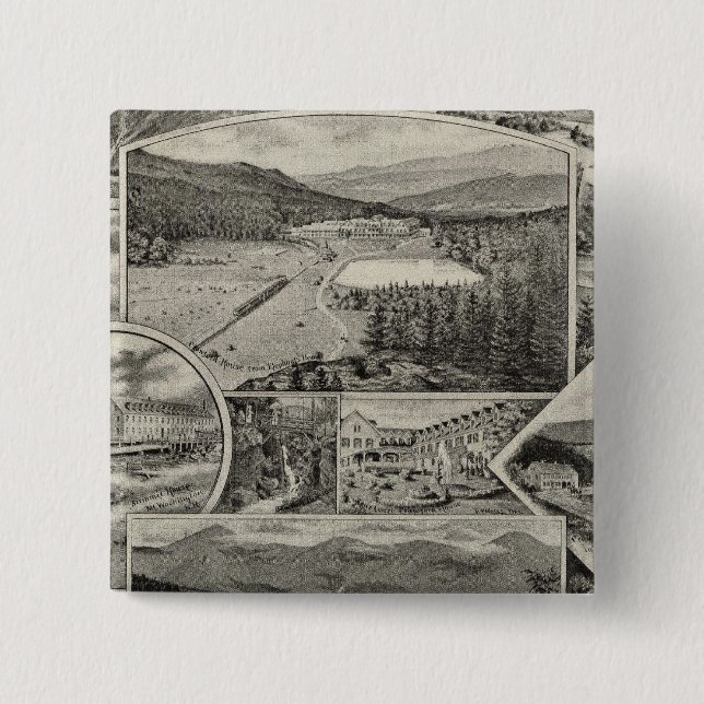 Barron & Merrill's White Mountain Häuser, NH Button (Vorderseite)