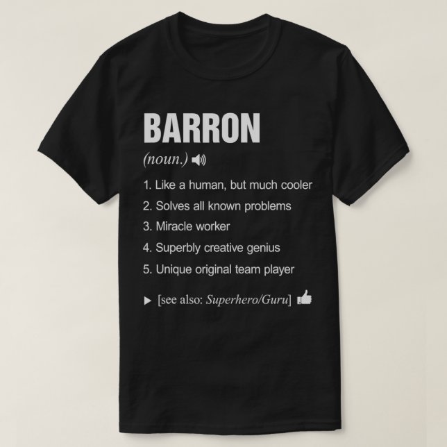 Barron Name Definition bedeutet Familie Funny T-Shirt (Design vorne)