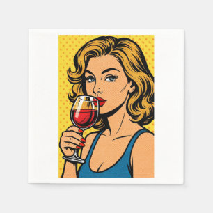 Barroom wine Girl Popart Serviette