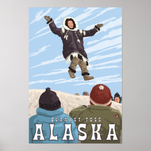 Barrow, Alaska Blanket Toss Vintage Travel Poster