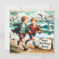 BARRY ~ Carte d'anniversaire ~ Amusement à la plag