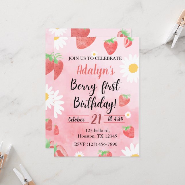 Barry erster Geburtstag Einladung (Vorderseite/Rückseite Beispiel)