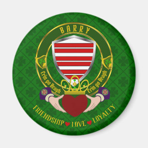 Barry Irish Shield & Claddagh Magnet