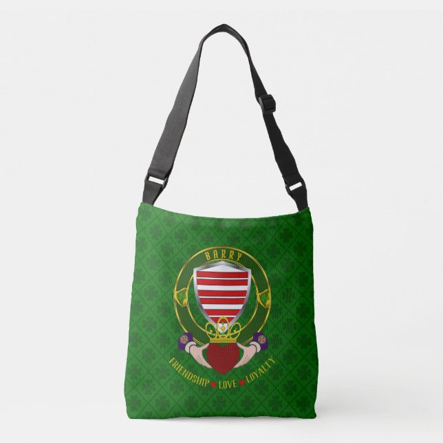 Barry Irish Shield & Claddagh Tragetaschen Mit Langen Trägern (Vorderseite)