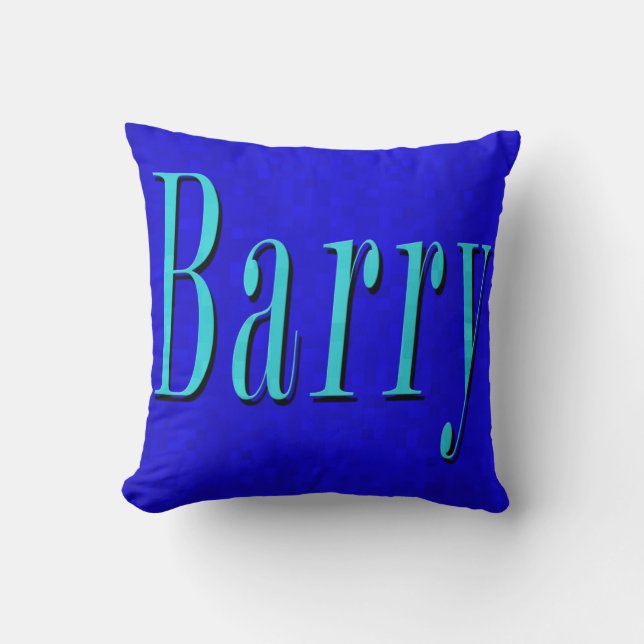 Barry, Name Logo auf blauem Mosaik, Kissen (Vorderseite)