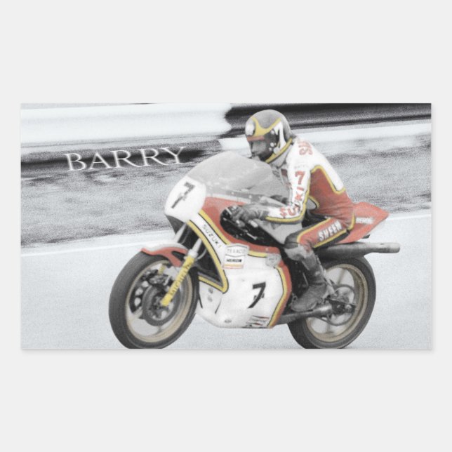 Barry Sheene 2, die handgetönte Version Rechteckiger Aufkleber (Vorderseite)