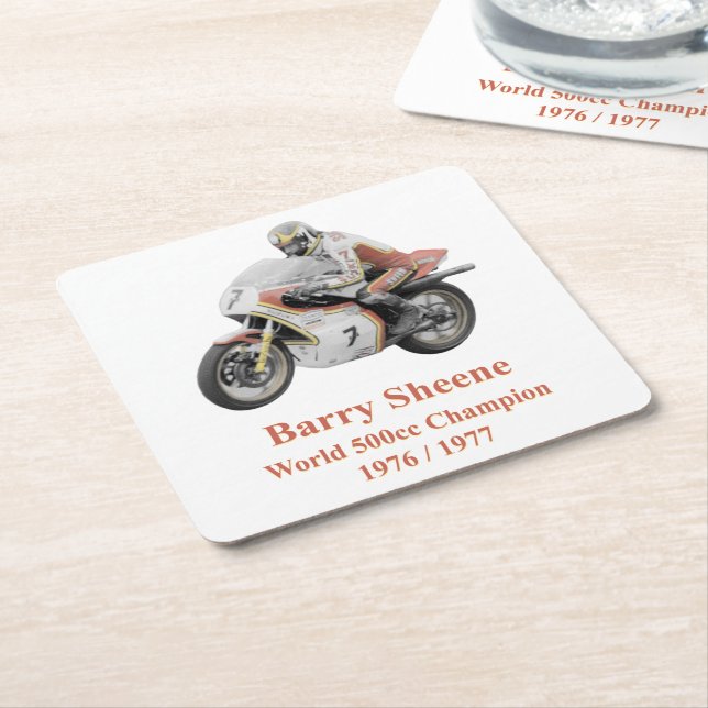 Barry Sheene 2, die handgetönte Version Rechteckiger Pappuntersetzer (angewinkelt)