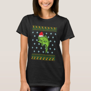 Barsch mit Weihnachtsmütze Xmas Angeln T-Shirt