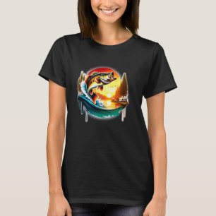 Barsch springt x Sonnenuntergangswelle Aquarell T-Shirt