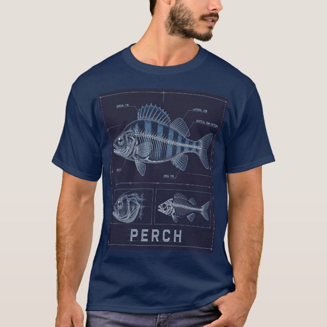 Barschanatomie-Blueprint T-Shirt (Vorderseite)
