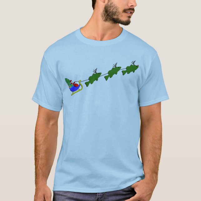Barschangeln-WeihnachtsPferdeschlitten - lustig T-Shirt (Vorderseite)