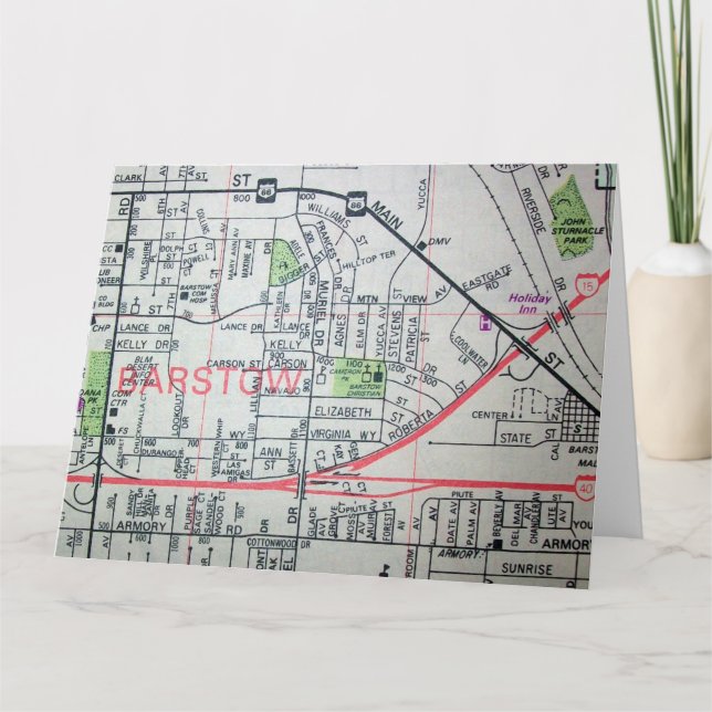 Barstow, CA Vintag Map Karte (Vorderseite)