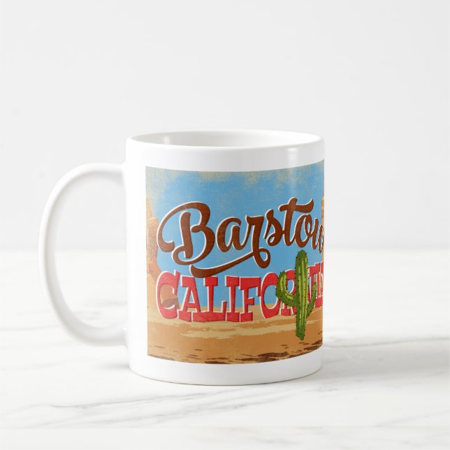 Barstow California Cartoon Desert Retro Travel Kaffeetasse (Links)