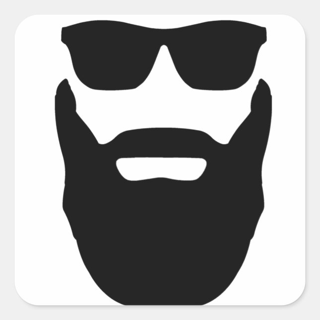 Bart und Sonnenbrille Quadratischer Aufkleber (Vorderseite)
