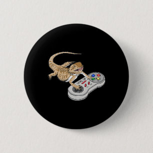 Bartagame beim Videospiel spielen Reptilien Pagona Button