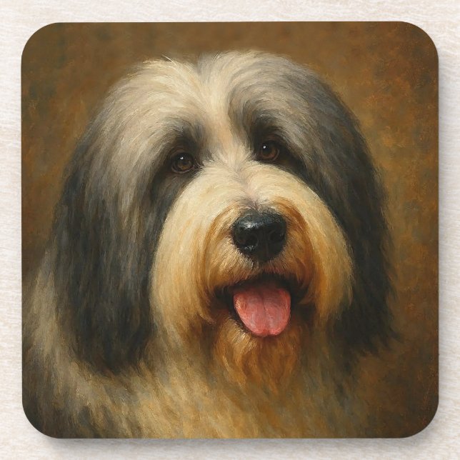 Bartcollie Getränkeuntersetzer (Vorderseite)