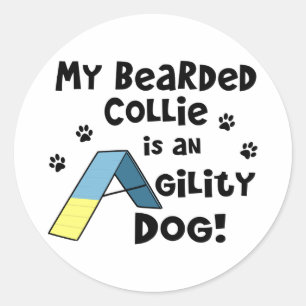 Bartded Collie Agility Dog Runder Aufkleber
