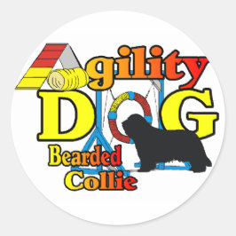 Bartded Collie Agility Geschenke Runder Aufkleber