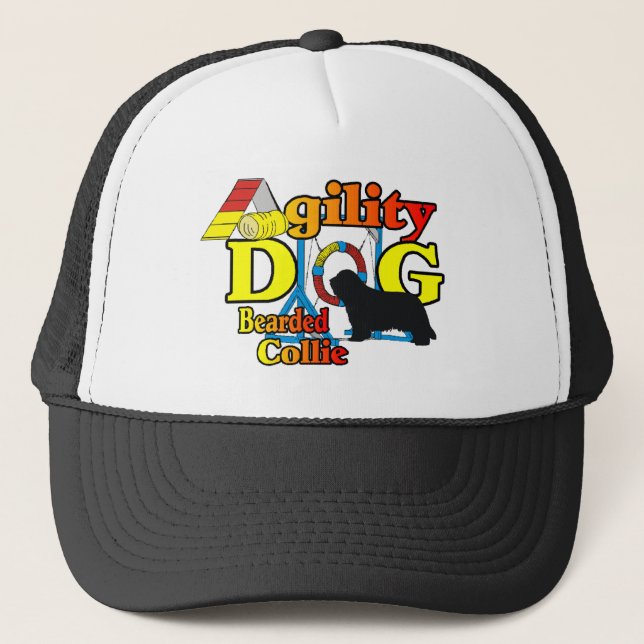 Bartded Collie Agility Geschenke Truckerkappe (Vorderseite)