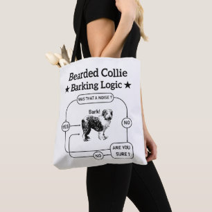 Bartded Collie Barking Logic Funny Dog Sarcastic Tasche