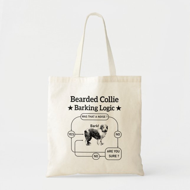 Bartded Collie Barking Logic Funny Dog Sarcastic Tragetasche (Vorne)