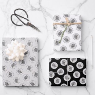 Bartded Collie Beardie Black Zeichne Niedliche Dog Geschenkpapier Set