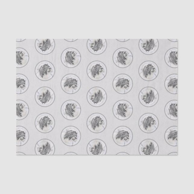 Bartded Collie Beardie Black Zeichne Niedliche Dog Seidenpapier (Vorderseite)
