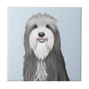 Bartded Collie Cartoon Dog Fliese