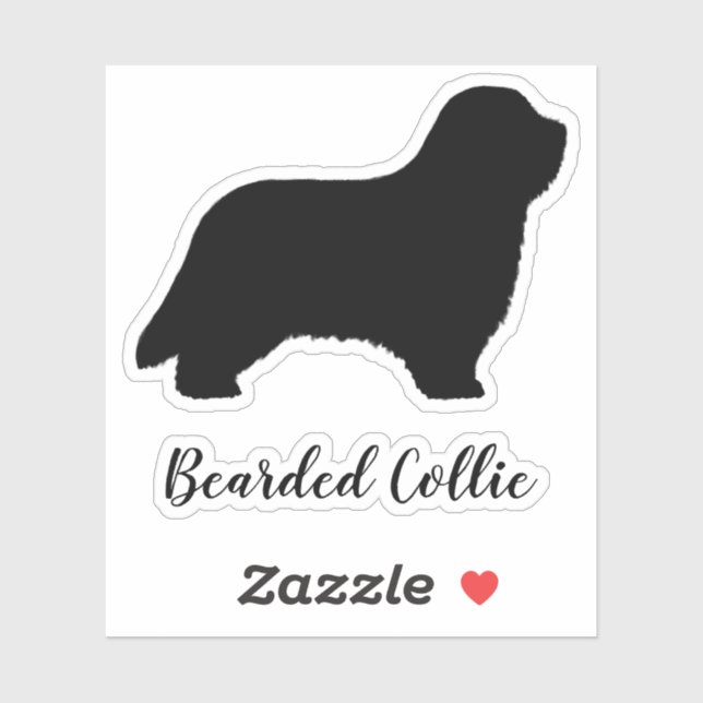 Bartded Collie Dog Silhouette Vinyl Sticker (Blatt)