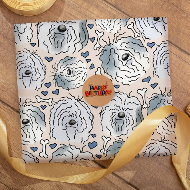 Bartded Collie Hand Gezeichnet Cartoon Kopf Geschenkpapier (Von Creator hochgeladen)