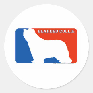 Bartded Collie Major League Docker Runder Aufkleber