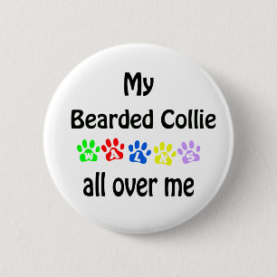 Bartded Collie Walks Design Button