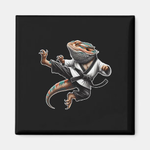Bartded Dragon Flying Kick Pose Karate Samurai Nin Magnet