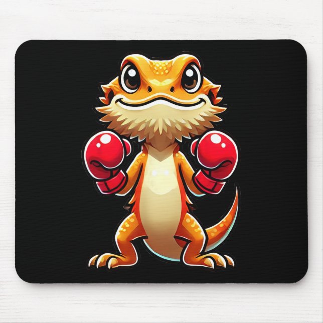 Bartdrache als Boxer-Funny-Boxen verkleidet 1 Mousepad (Vorne)