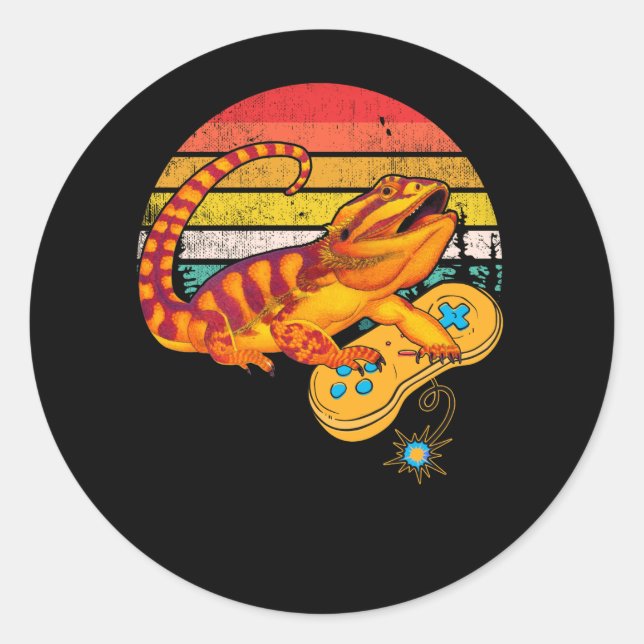 Bartdrache spielen Videospiel Reptiles Pagona Runder Aufkleber (Vorderseite)