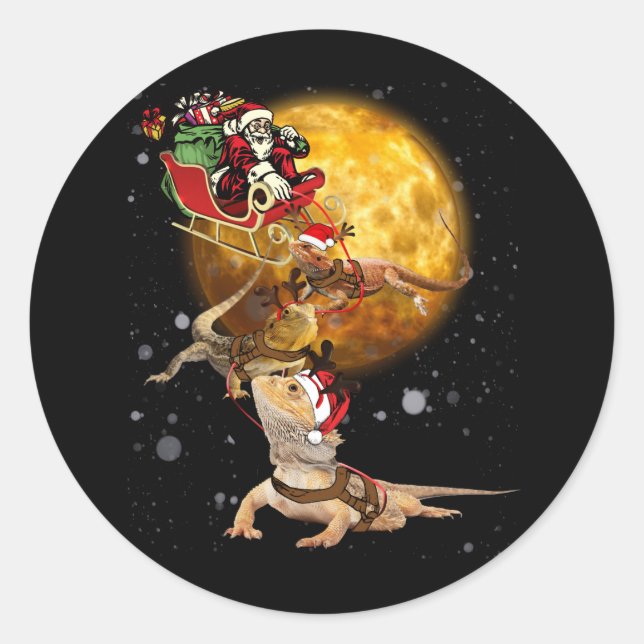 Bartdrachenweihnachtsfest für Reptilienrübe Runder Aufkleber (Vorderseite)