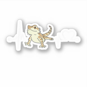 Bartdragon Heartbeat Funny Animal Aufkleber