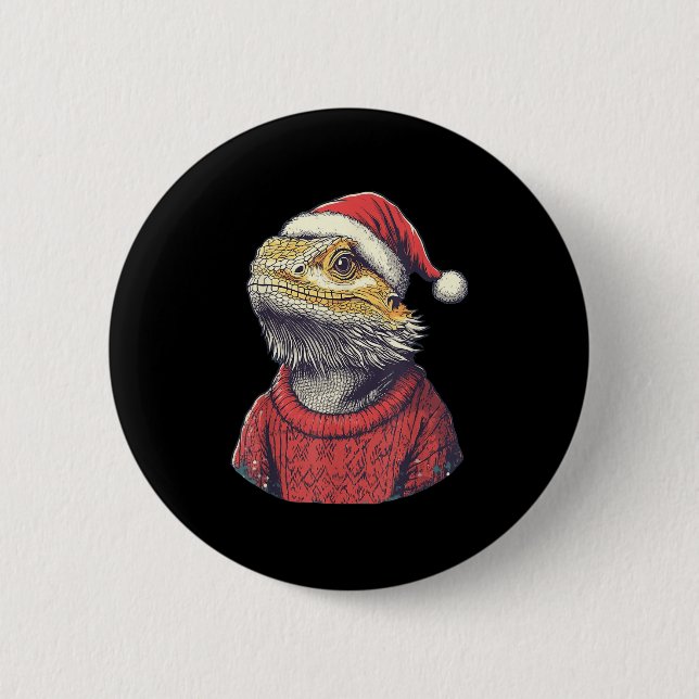 Bartdragon Ugly Sweater Weihnachtsmannmütze Weihna Button (Vorderseite)
