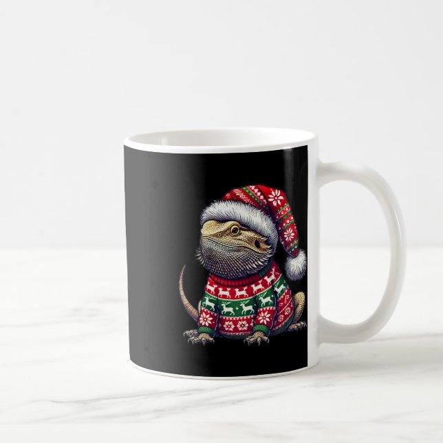 Bartdragon Ugly Sweater Weihnachtsmannmütze Weihna Kaffeetasse (Rechts)