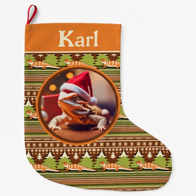 Bartdragon Ugly Sweater Weihnachtsweihnachtsfest S Großer Weihnachtsstrumpf (Vorderseite)