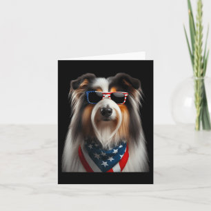 Barted Collie Hund 4. Juli Amerikanische Unabhängi Karte