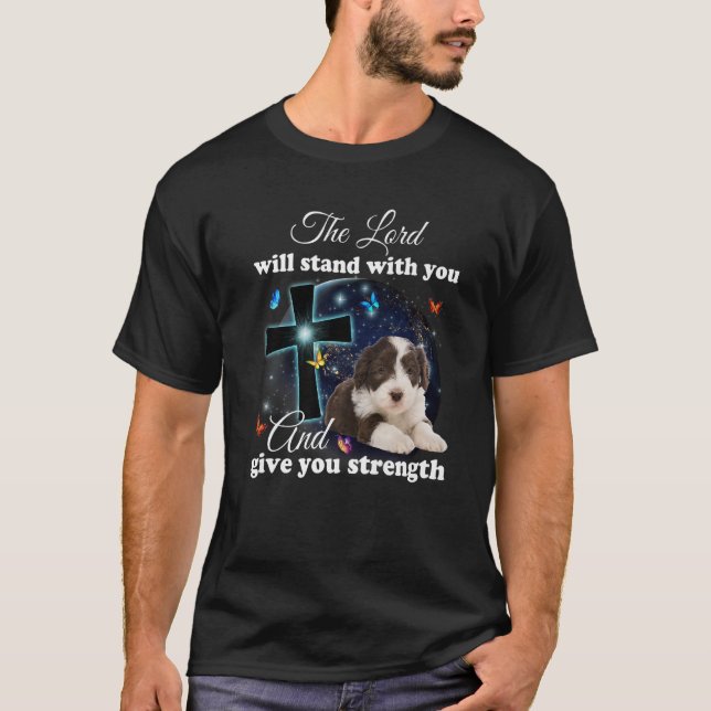 Barted Collie Hund der Herr wird mit dir stehen T-Shirt (Vorderseite)