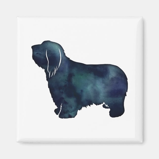 Barted Collie Hund Rasse Schwarze Silhouette Magnet (Vorne)