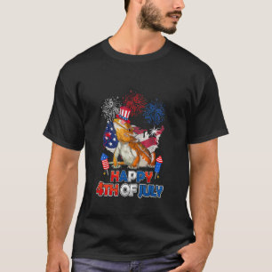 Barted Dragon American Flag Feuerwerk Glück 4. O T-Shirt